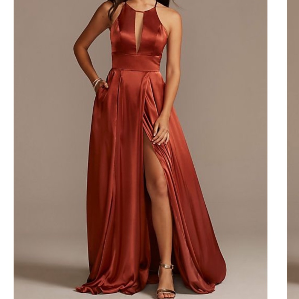 David’s Bridal Keyhole Crisscross Back Bridesmaid Dress - size 12 in Cinnamon